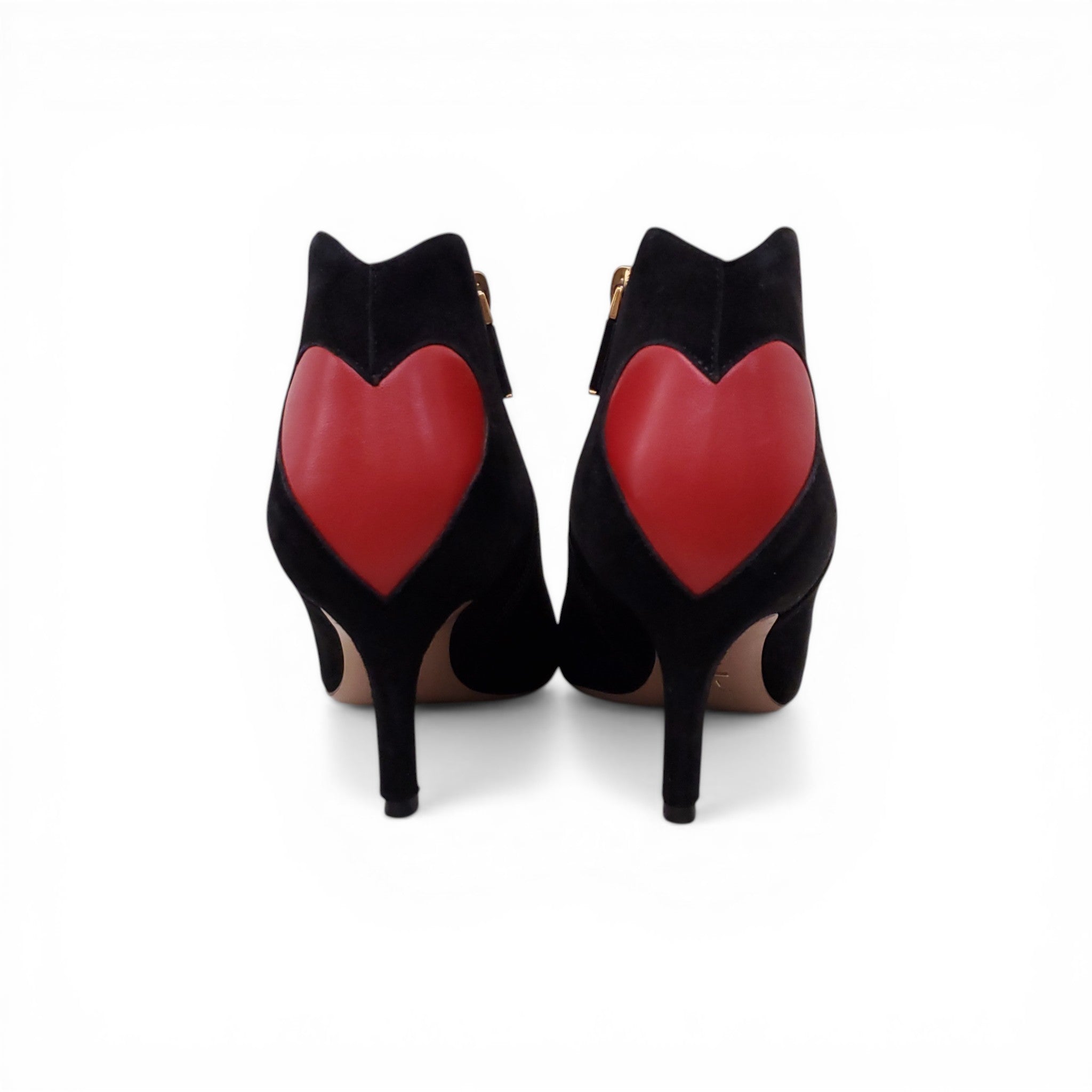 DIOR BLACK SUEDE HEART BOOTIES - SIZE 38