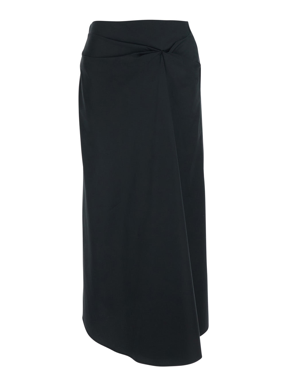 Max Mara Women Black Skirt With Bow Detail On The Front And Zip Closure On The Back In Stretch Cotton Blend For Women