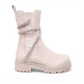 RENE CAOVILLA CREAM CRYSTAL WRAP BOOTS - SIZE 38.5