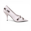 BALENCIAGA WHITE CAGOLE POINTED PUMPS - SIZE 38