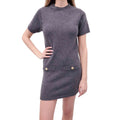 VALENTINO GREY KNIT DRESS WITH V LOGO BUTTONS - SIZE XS