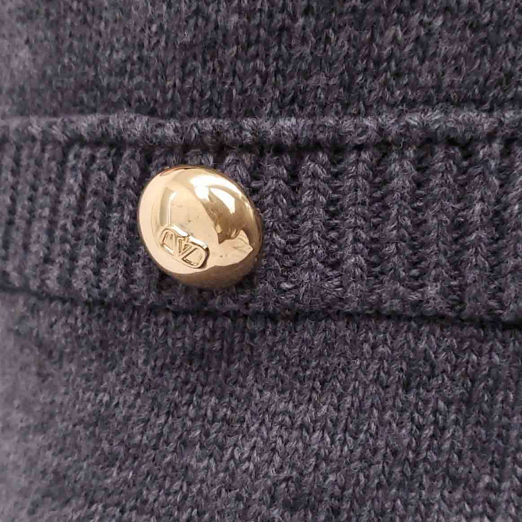 VALENTINO GREY KNIT DRESS WITH V LOGO BUTTONS - SIZE XS