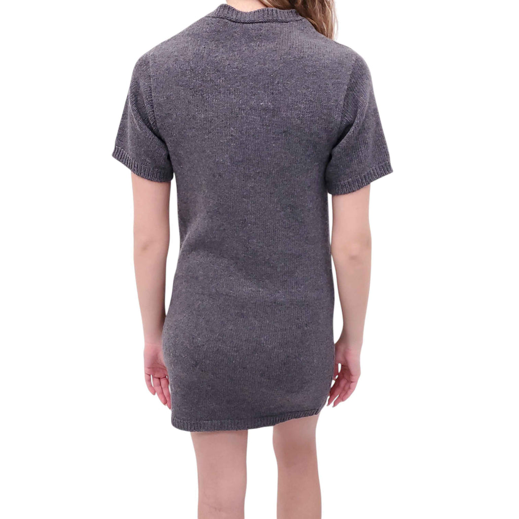 VALENTINO GREY KNIT DRESS WITH V LOGO BUTTONS - SIZE XS