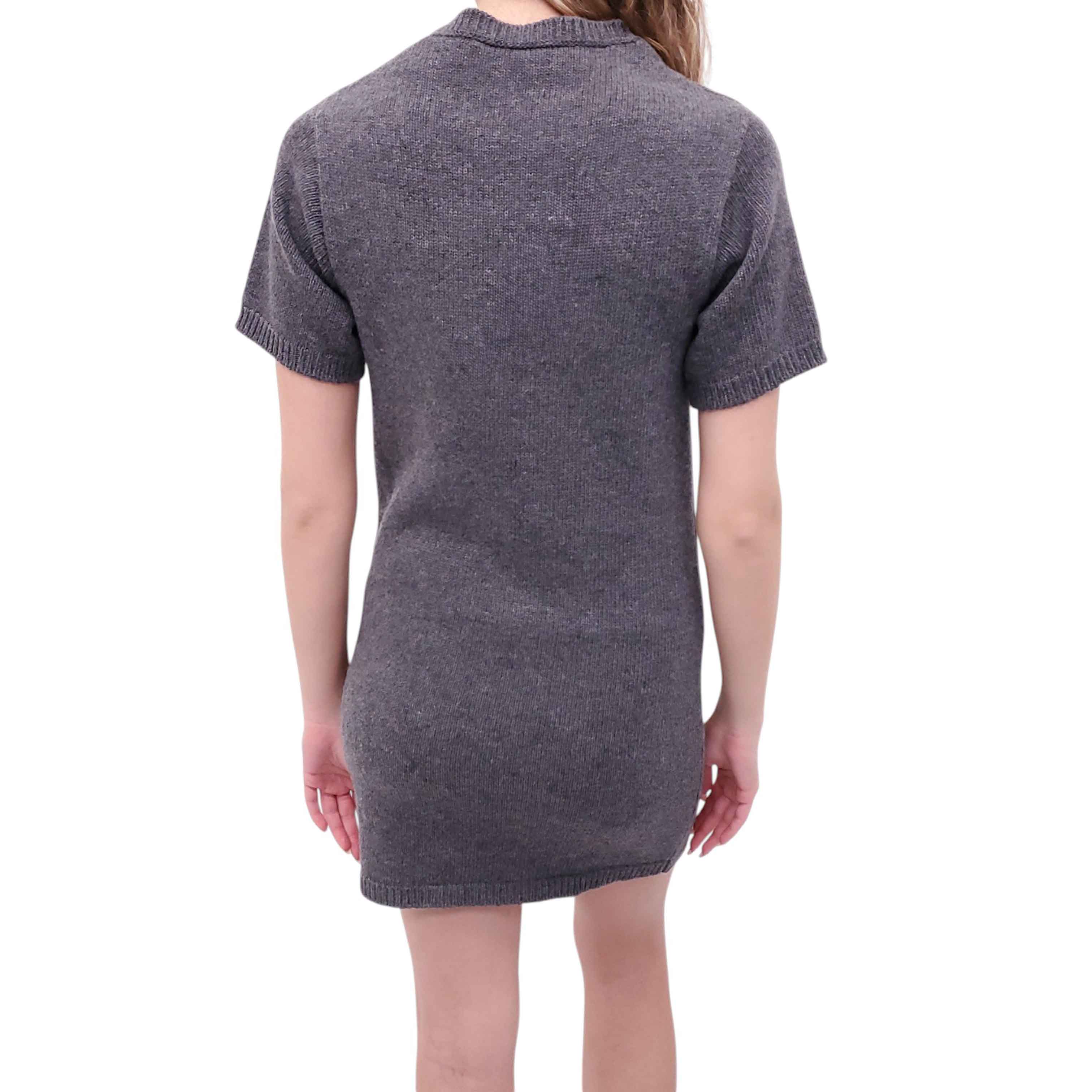 VALENTINO GREY KNIT DRESS WITH V LOGO BUTTONS - SIZE XS