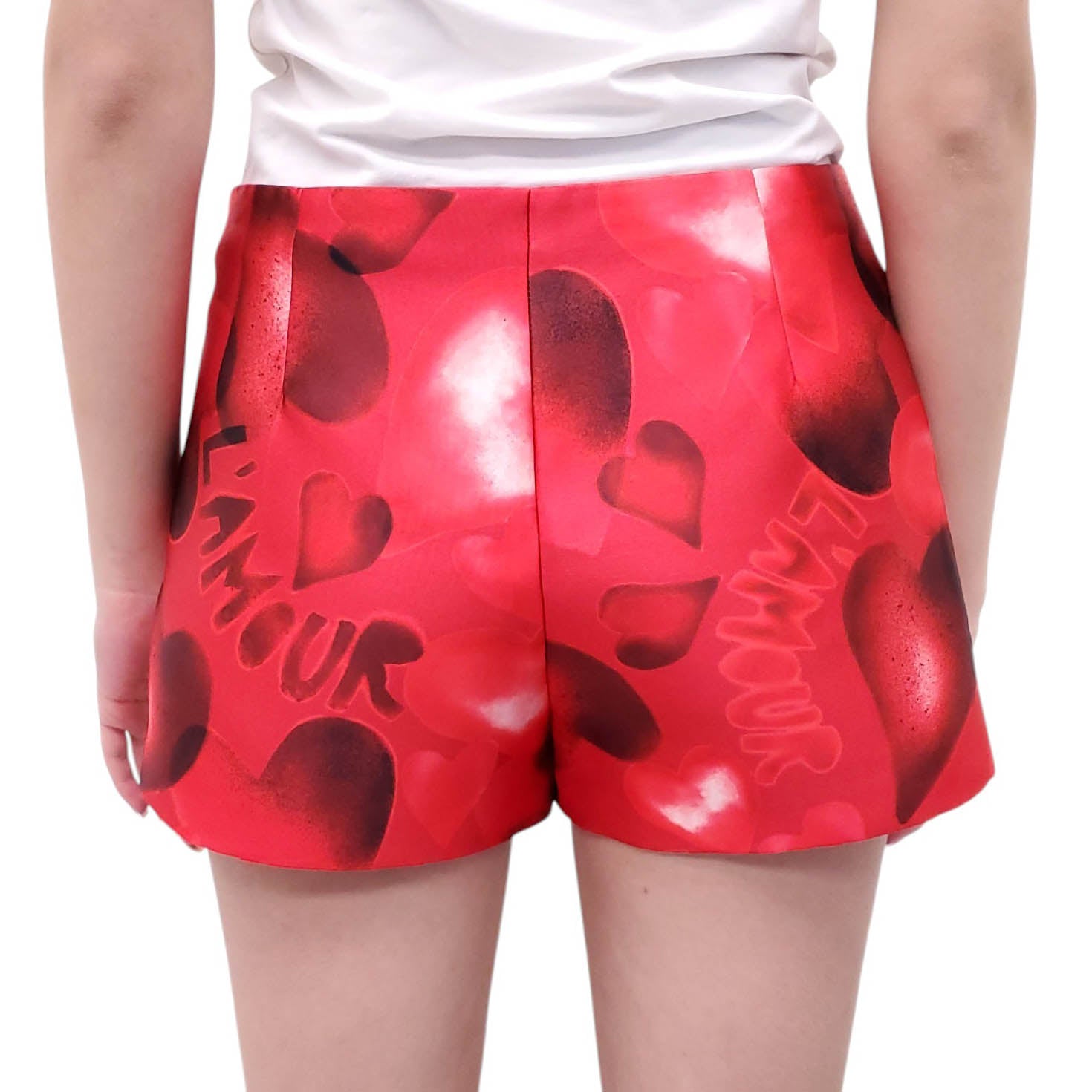 VALENTINO RED 'L'AMOUR' PATTERNED SHORTS - SIZE 42