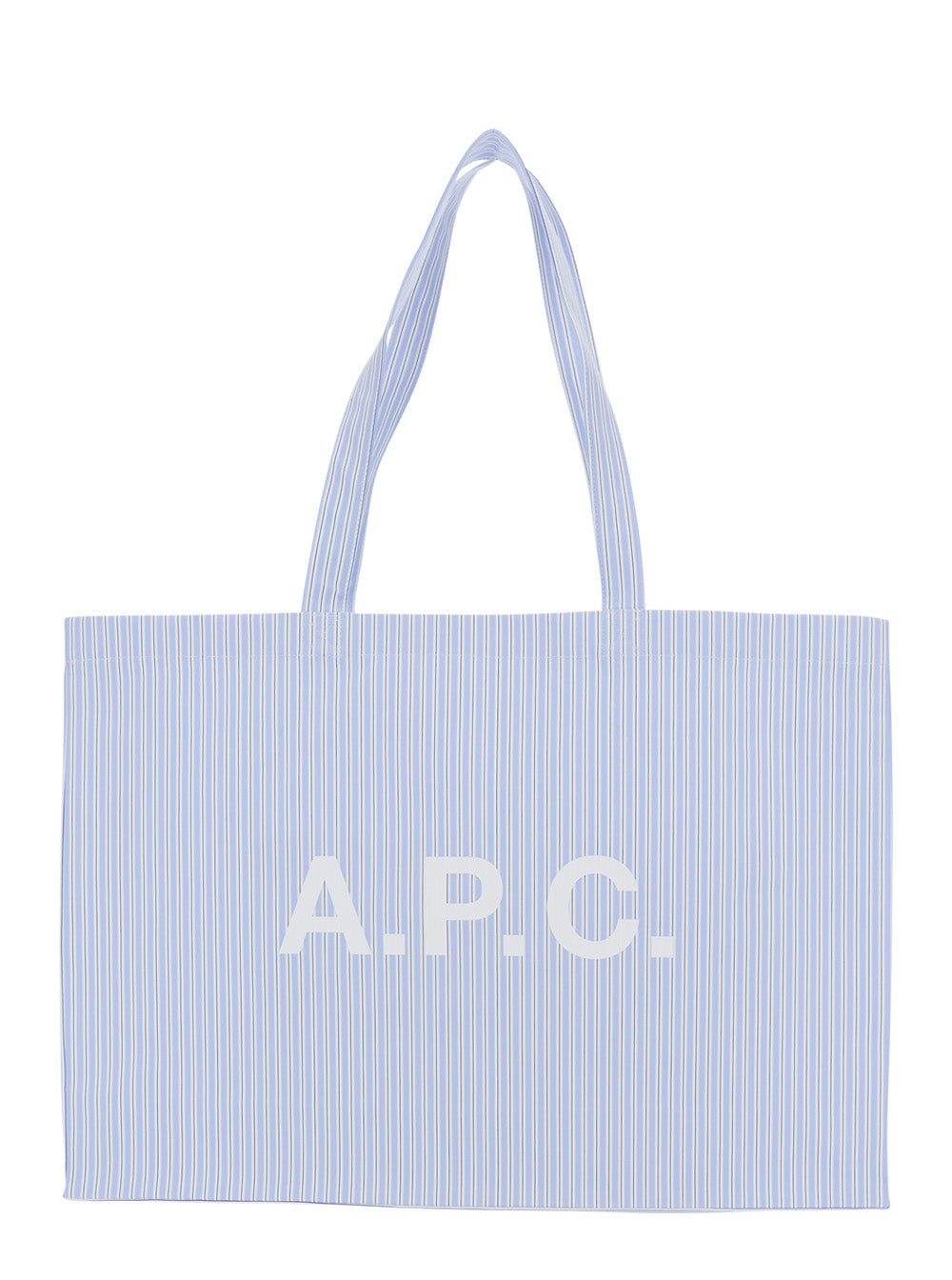 A.P.C. Men 'Diane 2.0' Light Blue Tote Bag With All-Over Striped Motif And Logo Lettering On The Front In Cotton For Men