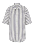 Ami Paris Women White Shirt With Classic Collar And All-Over Striped Pattern In Cotton For Women