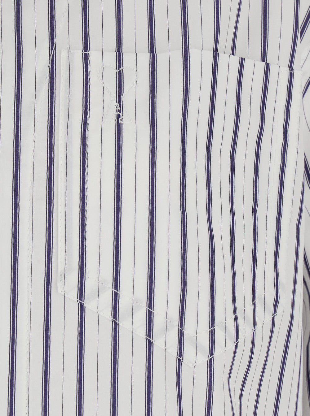 Ami Paris Women White Shirt With Classic Collar And All-Over Striped Pattern In Cotton For Women