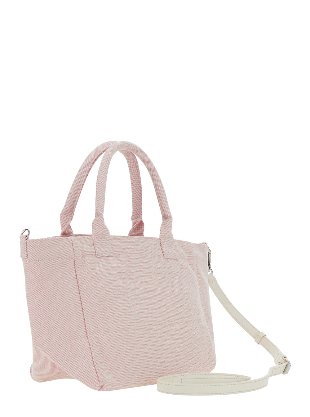 Ganni Women Pink Small Tote Bag With Raspberry Print And Logo Lettering On The Front In Cotton For Women