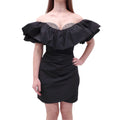 REBECCA VALLANCE BLACK PUFF MINI DRESS WITH CRYSTAL SWEETHEART NECKLINE - SIZE US 10