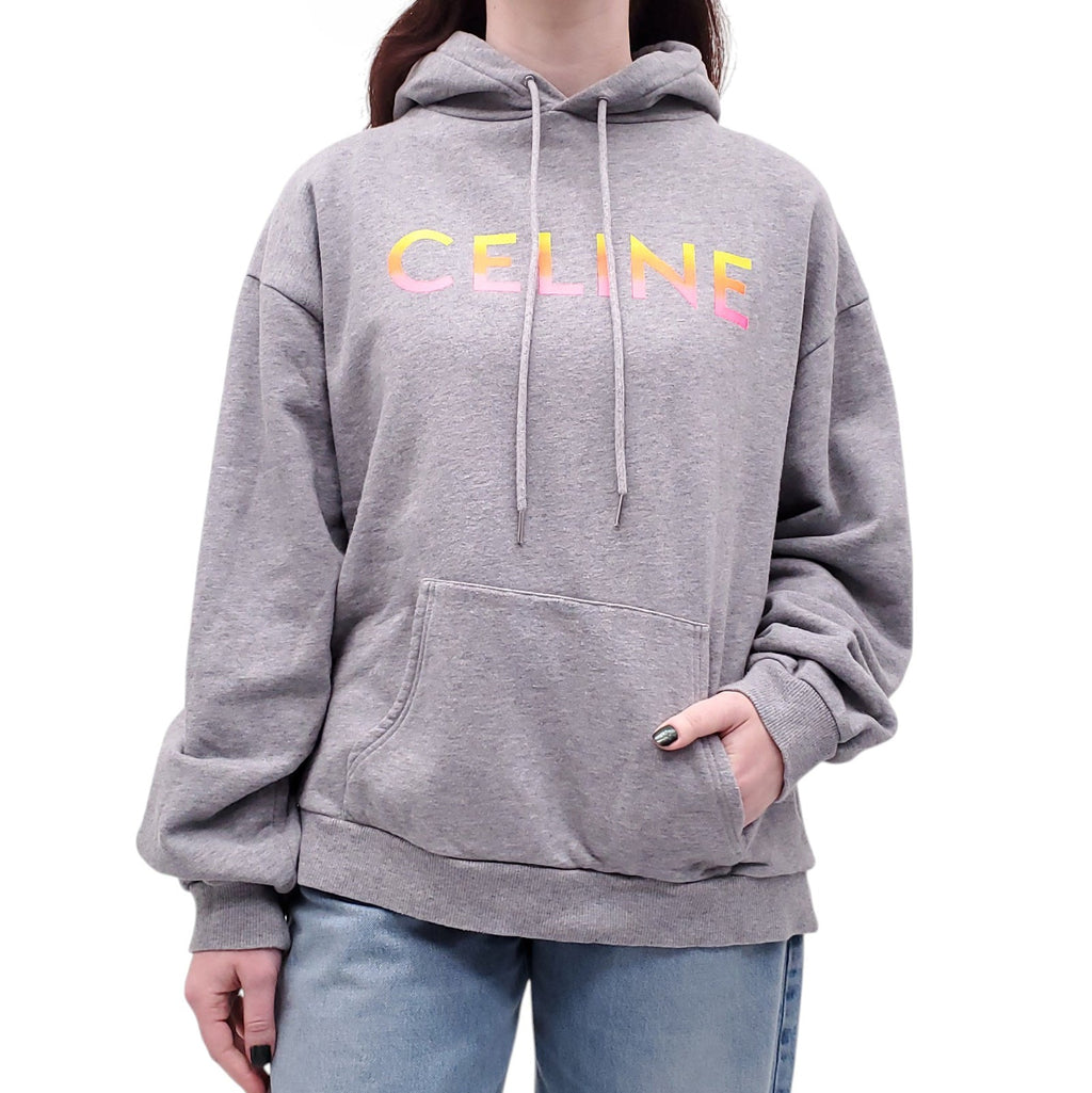 CELINE GREY SWEATSHIRT WITH MULTICOLOURED LOGO - SIZE XXL