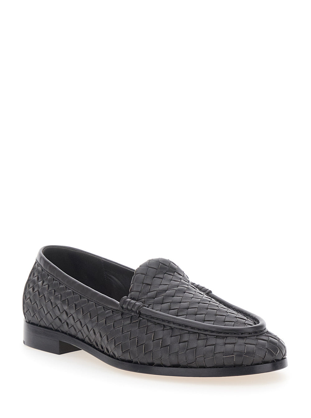 Bottega Veneta Men 'Silenzio' Brown Loafers With Rounded Toe And Intreccio Motif In Leather For Men