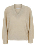 Brunello Cucinelli Women Beige Sweater With V Neck In Linen Blend For Women