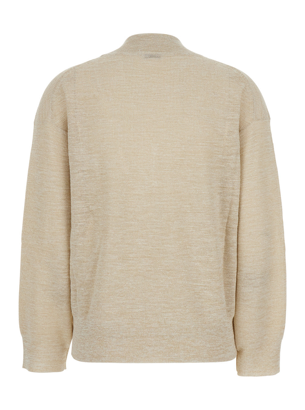Brunello Cucinelli Women Beige Sweater With V Neck In Linen Blend For Women