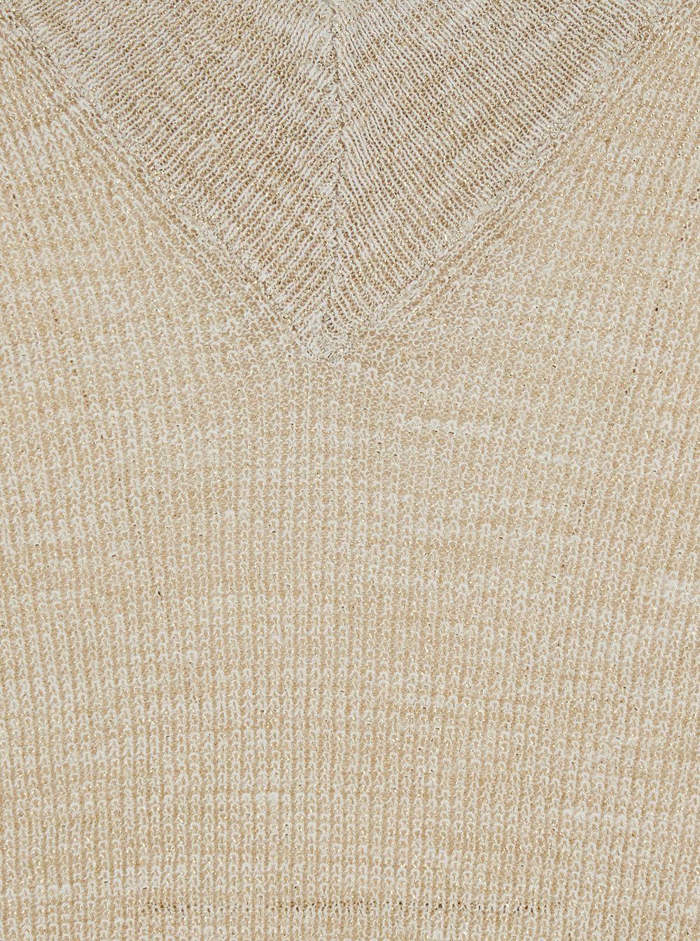 Brunello Cucinelli Women Beige Sweater With V Neck In Linen Blend For Women