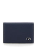 Valentino Garavani Men Black Card Holder With Vlogo Plaque On The Front In Grained Leather For Men