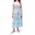 SELF-PORTRAIT BLUE LACE DIAMANTE MIDI DRESS - SIZE US 4