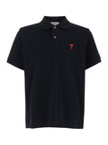 Ami Paris Men Polo Shirt With Embroidered Adc Logo On The Front In Black Cotton For Men