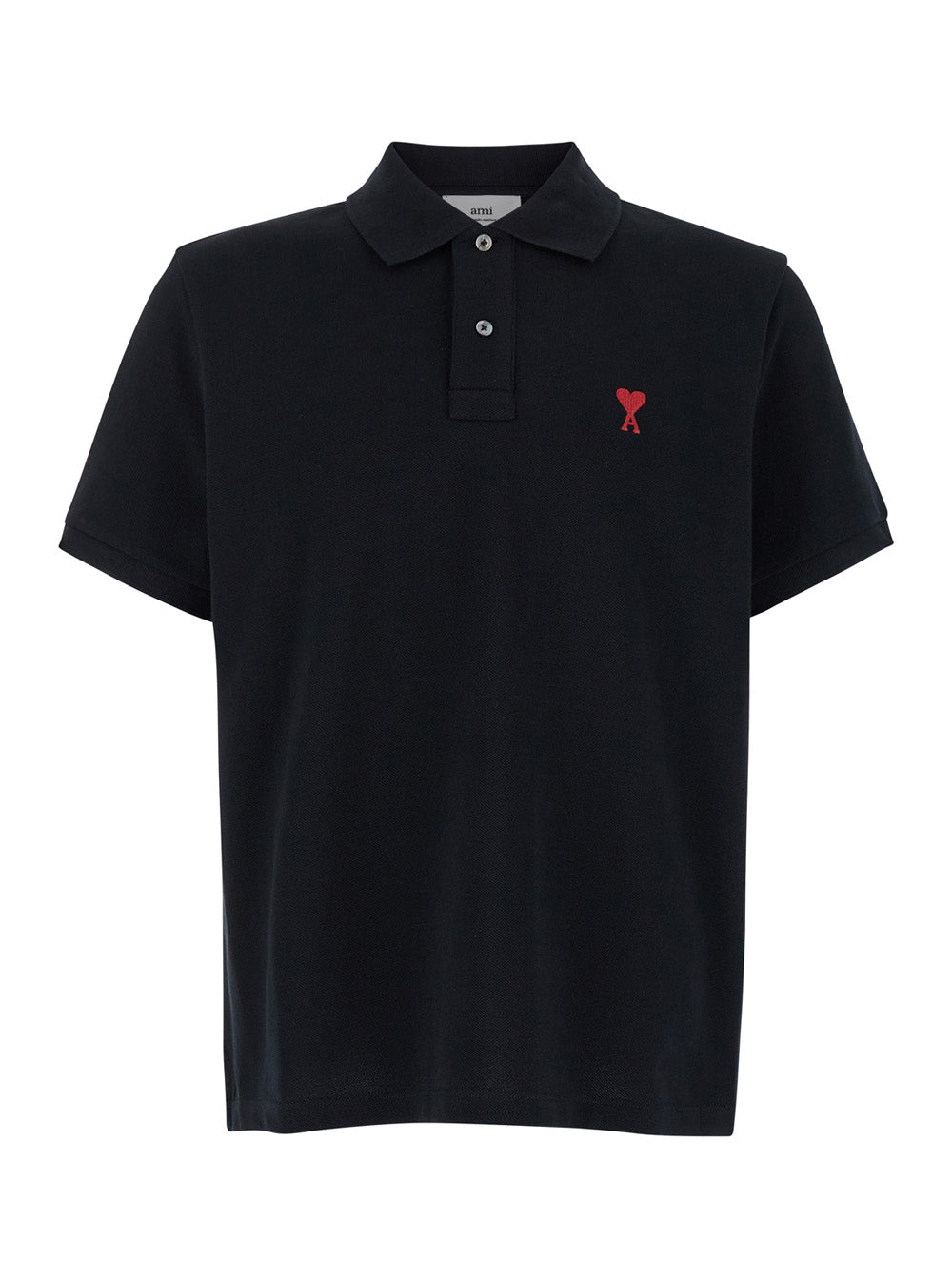 Ami Paris Men Polo Shirt With Embroidered Adc Logo On The Front In Black Cotton For Men