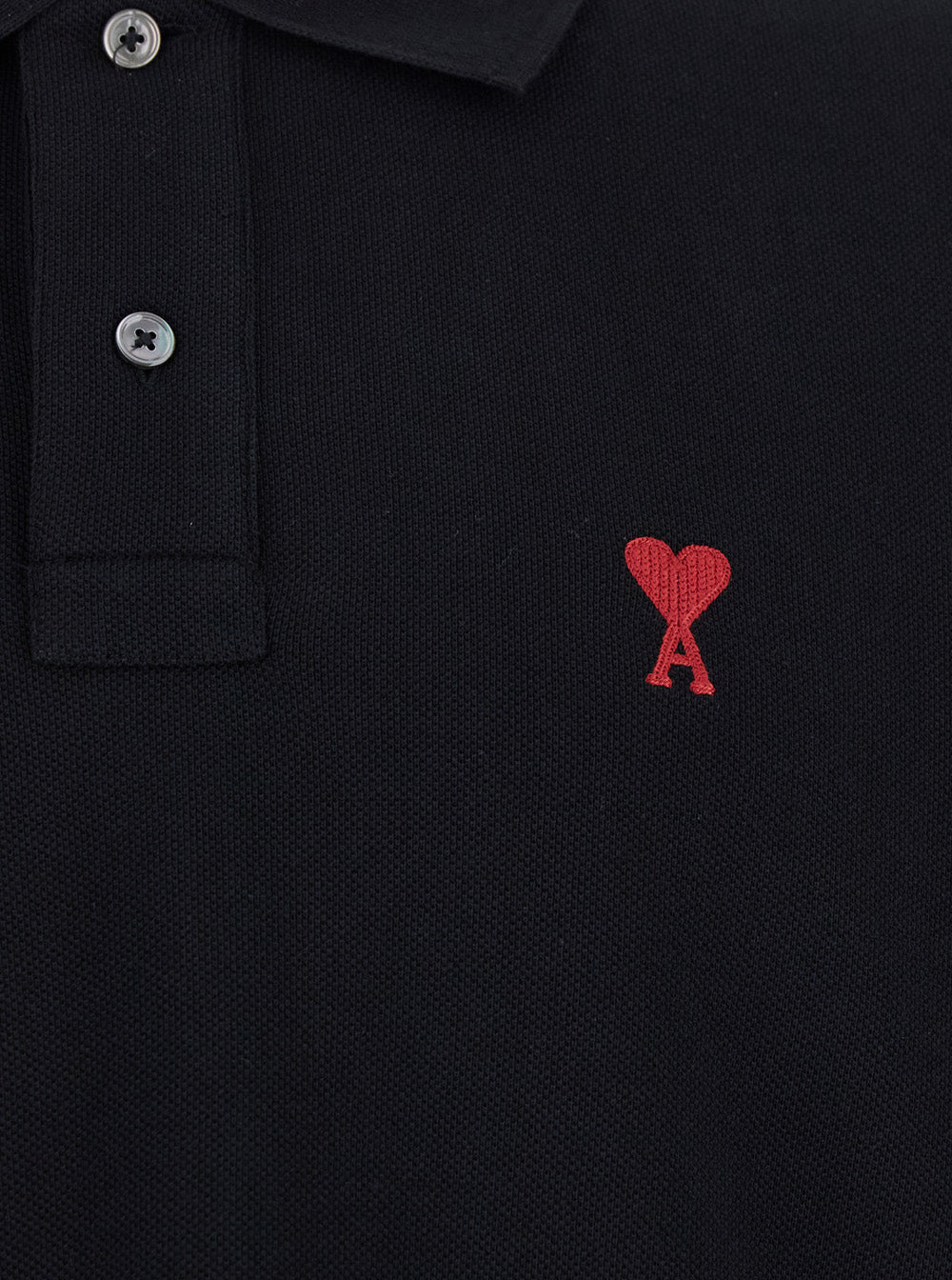 Ami Paris Men Polo Shirt With Embroidered Adc Logo On The Front In Black Cotton For Men