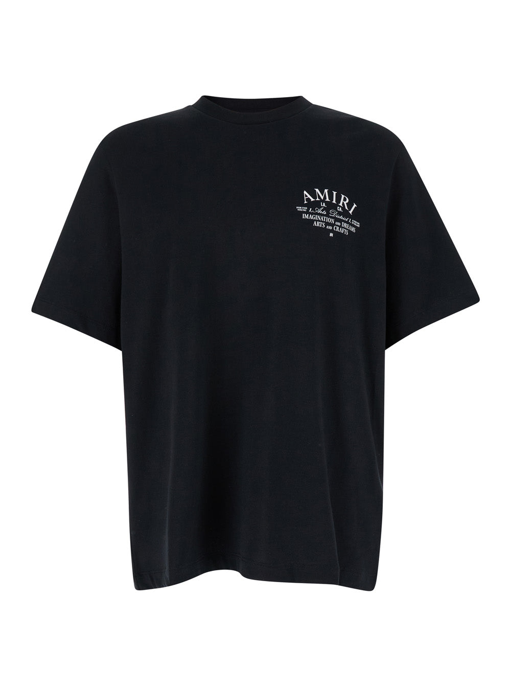 Amiri Men Black Crewneck T-Shirt With Amiri Arts District Logo Print In Cotton Man