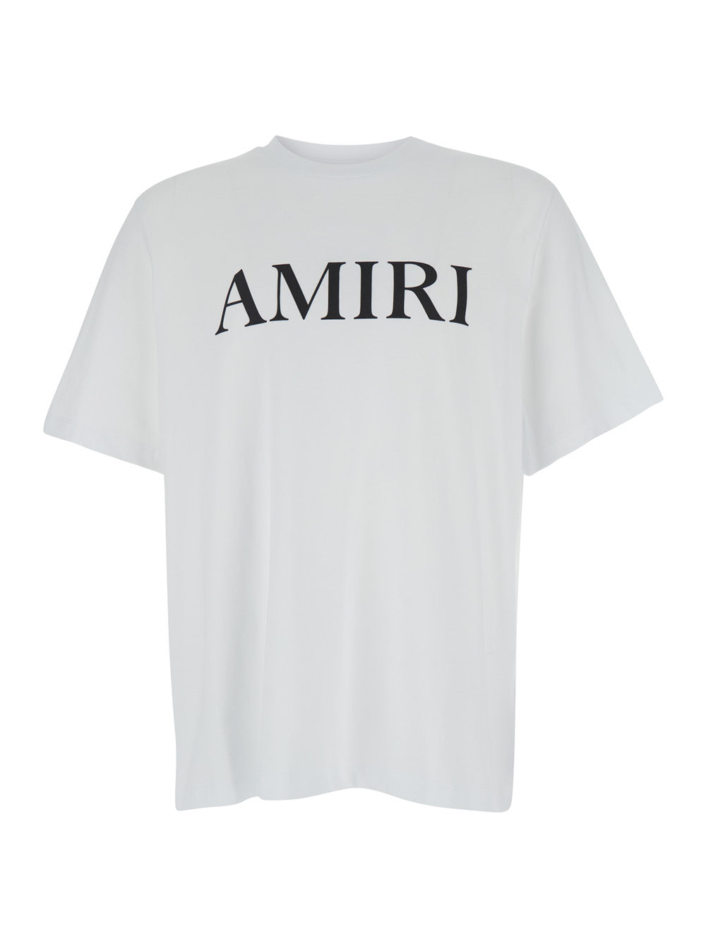 Amiri Men Crew Neck T-Shirt With Logo Lettering Print In White Cotton For Men