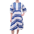 DOLCE & GABBANA BLUE STRIPED LINEN DRESS - SIZE 44