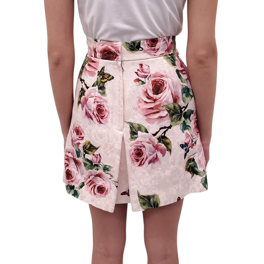 DOLCE & GABBANA FLORAL BROCADE AND EMBROIDERED SKIRT - SIZE 38