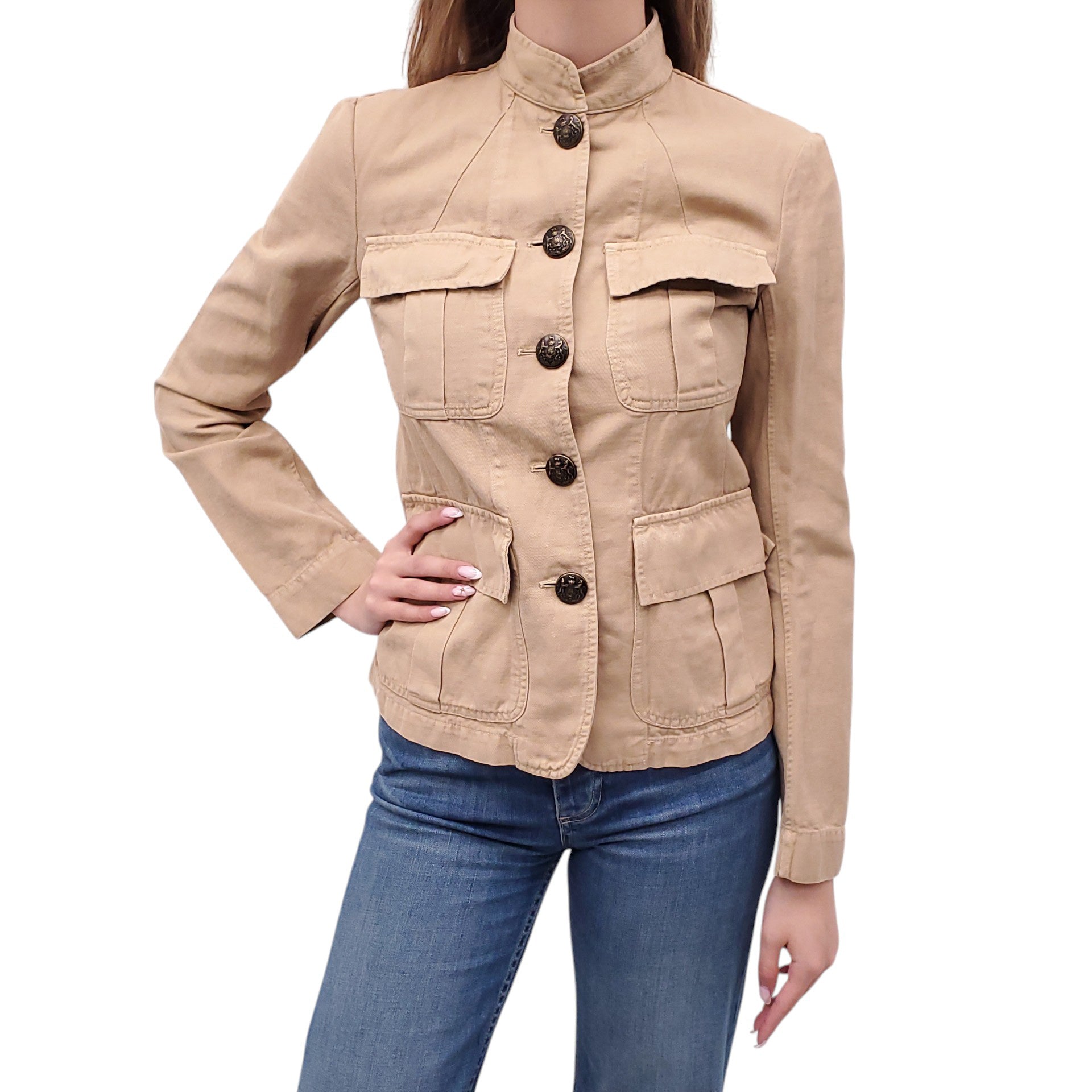 NILI LOTAN KHAKI MILITARY JACKET - SIZE XS