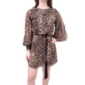 NILI LOTAN LEOPARD DRESS WITH FRINGE TIE BELT - SIZE 4