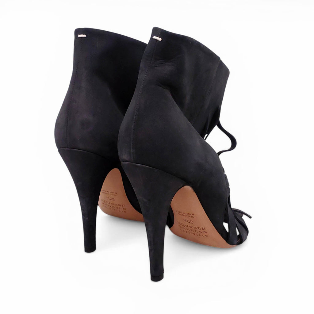 MAISON MARGIELA BLACK SUEDE HEELS WITH FRINGE DETAIL - SIZE 39.5