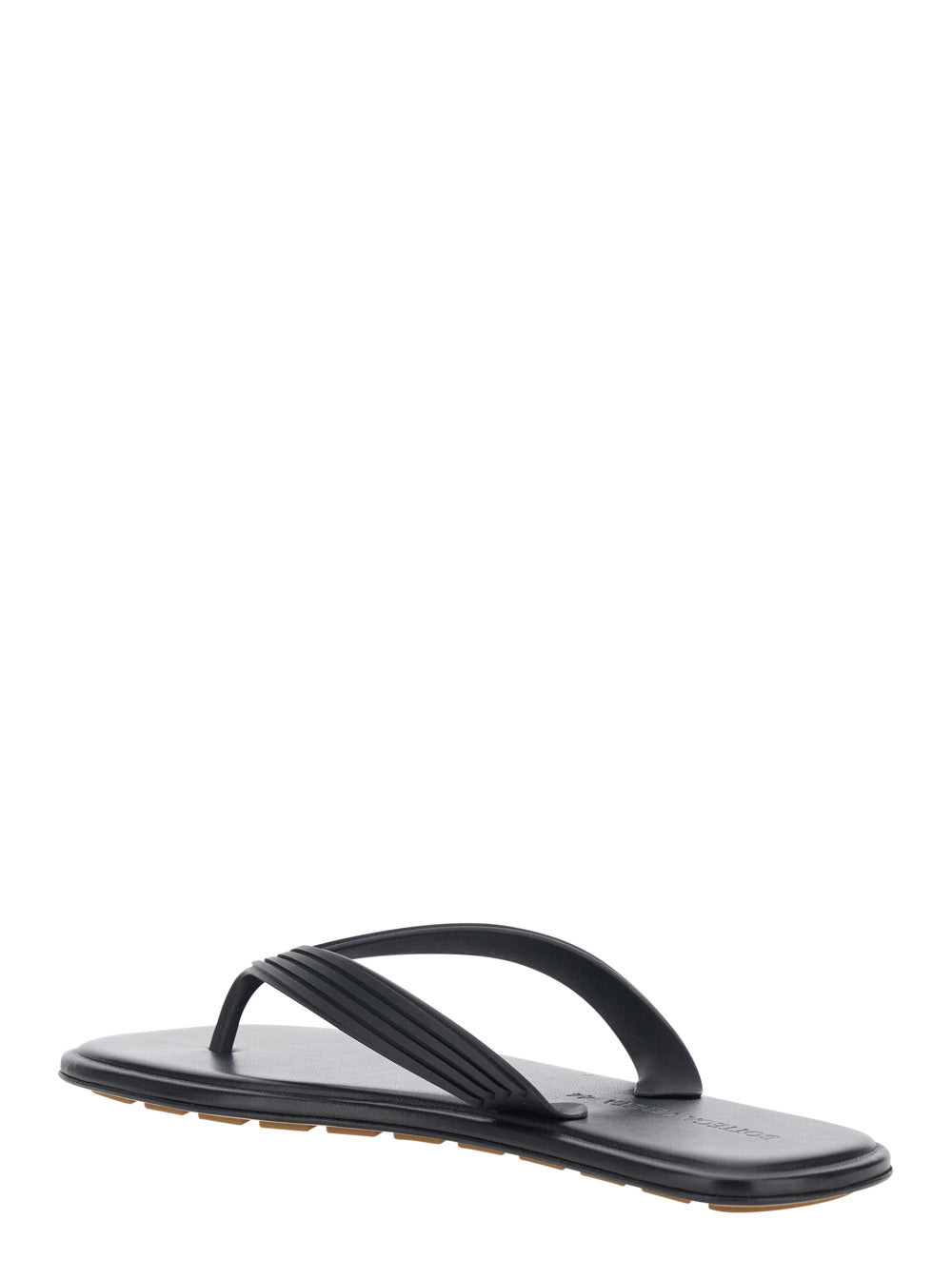 Bottega Veneta Men 'Sanpieri' Black Sandals With Thong Design And Flat Sole In Rubber For Men