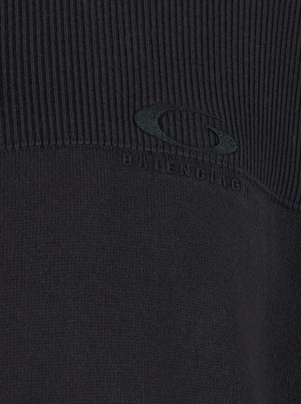 Balenciaga Men Black High-Neck Sweatshirt With Front Zip Closure And Logo Embroidery In Cotton For Men