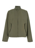 Bottega Veneta Men Green Bomber Jacket With Intreccio Motif On The Collar In Cotton For Men