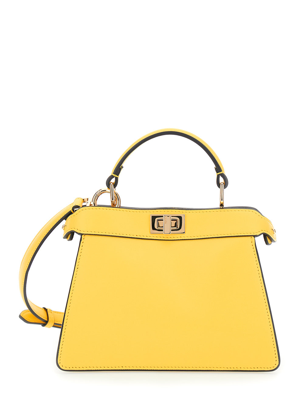 Fendi Women 'Peekaboo Iseeu Petite' Yellow Handbag With Turnlock Closure In  Leather For Women