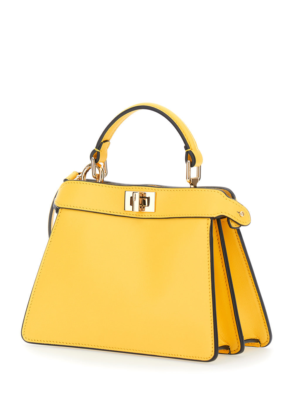 Fendi Women 'Peekaboo Iseeu Petite' Yellow Handbag With Turnlock Closure In  Leather For Women