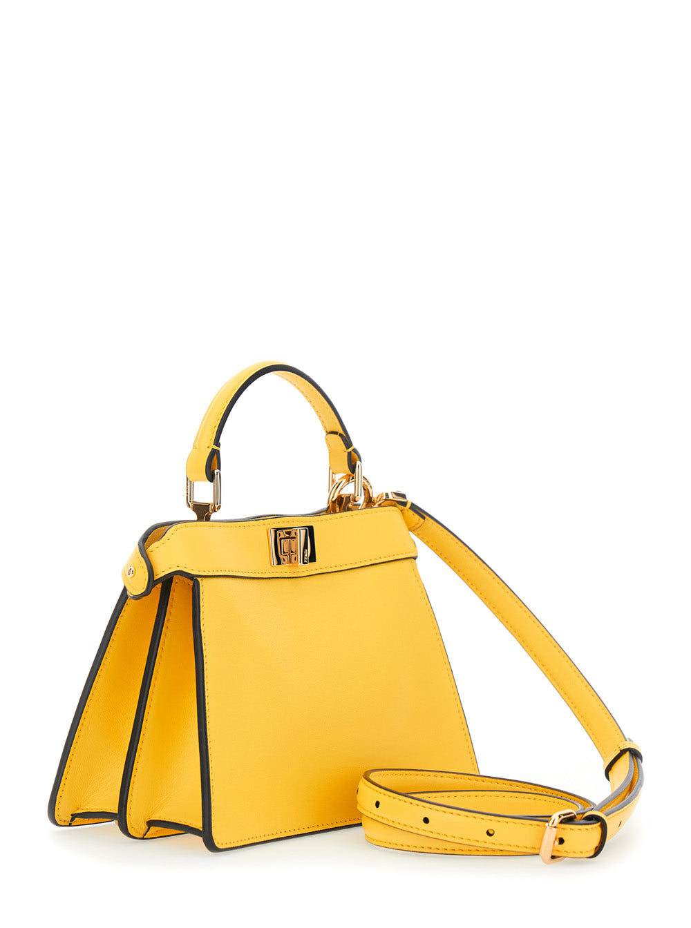 Fendi Women 'Peekaboo Iseeu Petite' Yellow Handbag With Turnlock Closure In  Leather For Women