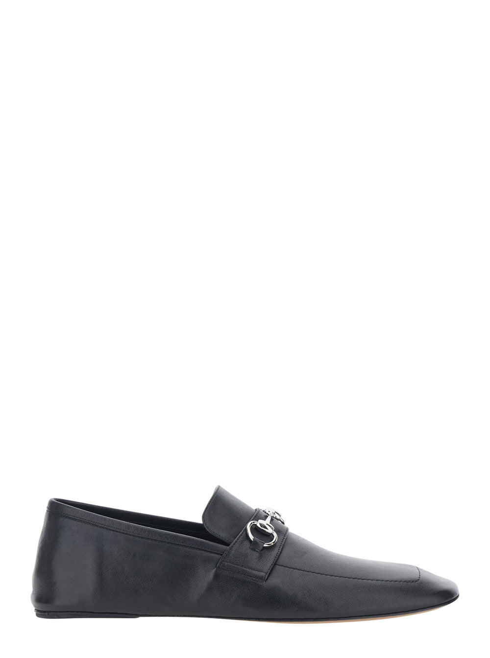 Gucci Men 'Edgar' Black Loafers With Semi-Square Toe And Horsebit On The Front In Smooth Leather For Men
