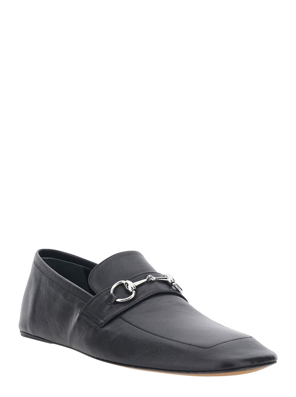 Gucci Men 'Edgar' Black Loafers With Semi-Square Toe And Horsebit On The Front In Smooth Leather For Men