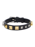 Valentino Garavani Men Black Bracelet With Rockstud Decoration And Adjustable Buckle Closure In Leather For Men