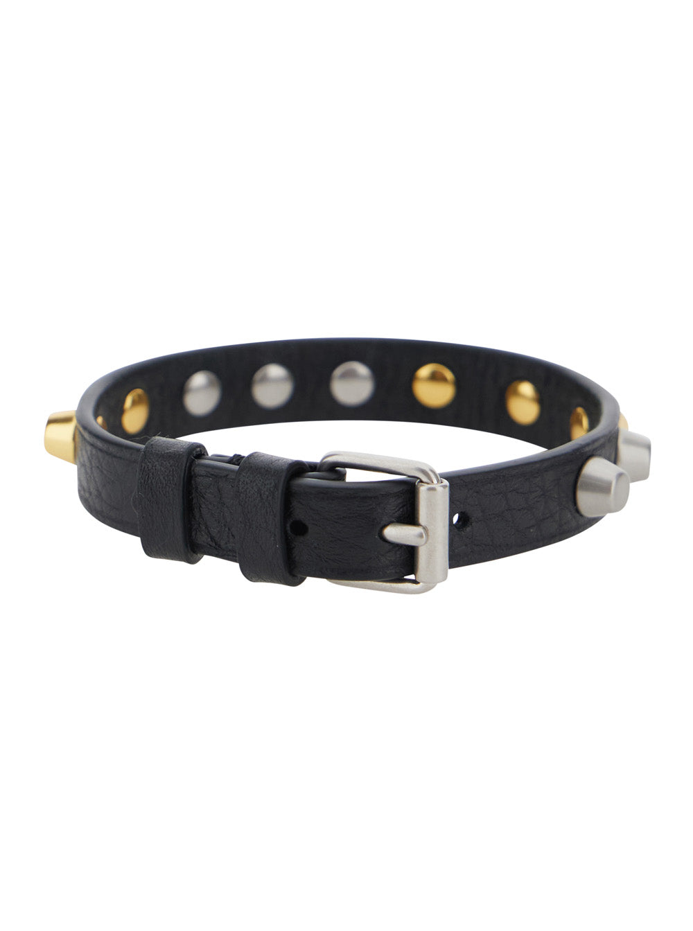 Valentino Garavani Men Black Bracelet With Rockstud Decoration And Adjustable Buckle Closure In Leather For Men
