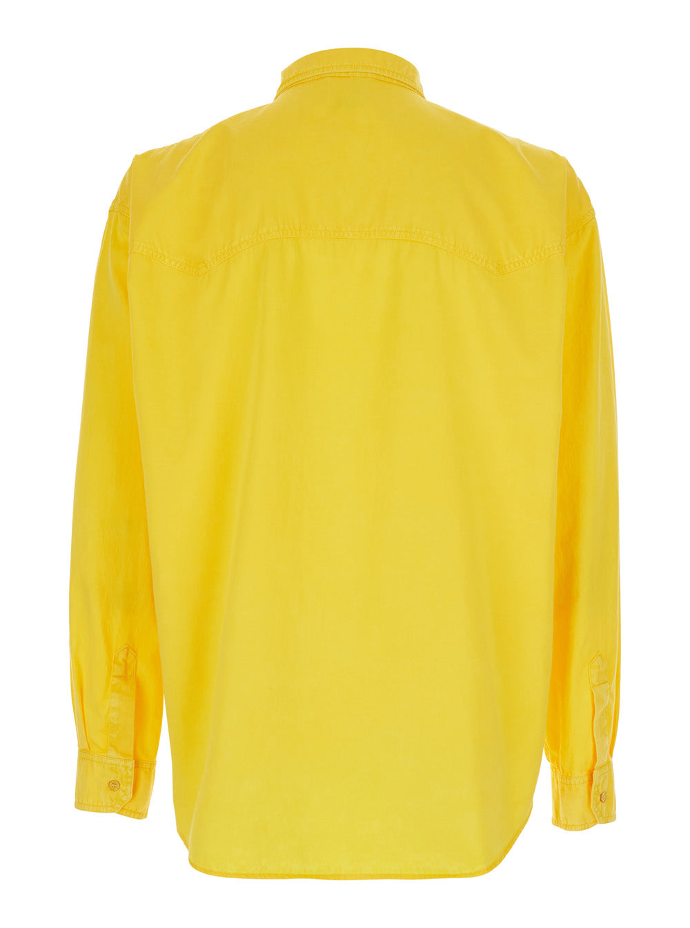 Versace Men Yellow Shirt With Button-Down Collar And Two Patch Pockets On The Front In Cotton For Men