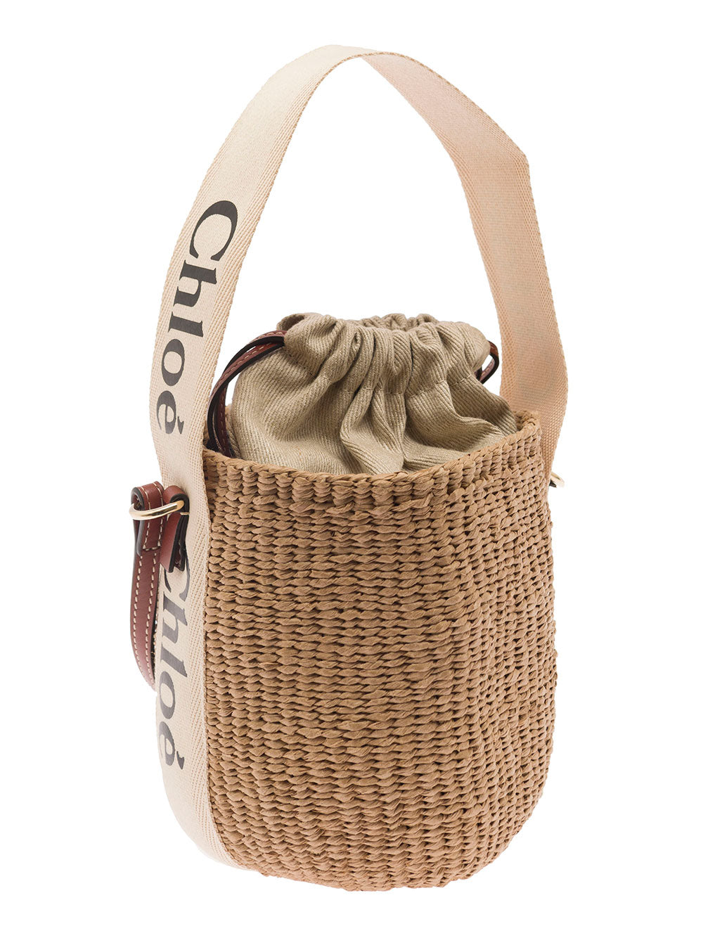 Chloé Women Beige Raffia 'Woody' Small Handbag