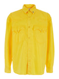Versace Men Yellow Shirt With Button-Down Collar And Two Patch Pockets On The Front In Cotton For Men