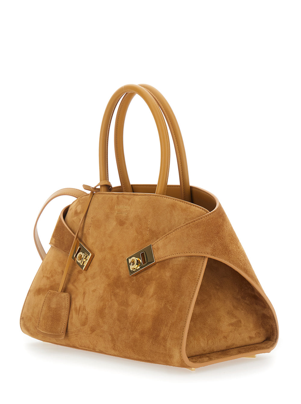 Ferragamo Women Handbag 'Hug Small' With Logo And Gancini Buckles On The Front In Suede Beige Woman