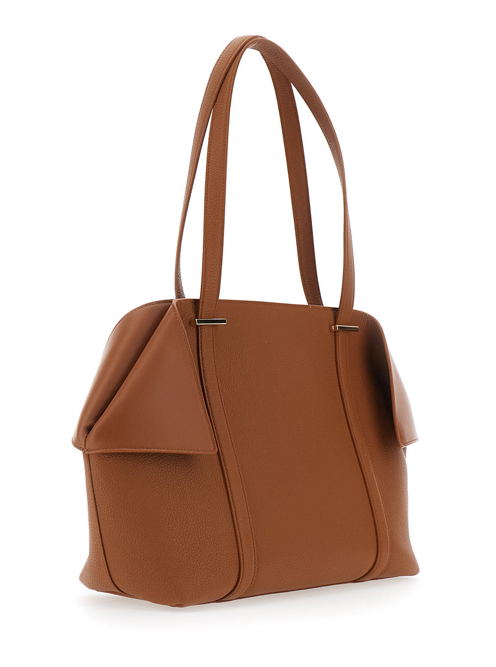 Ferragamo Women Tote Bag With Folded Sides And Logo Lettering On The Front In Brown Leather For Women