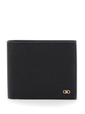 Ferragamo Men Bi-Fold Wallet 'Micro Gancini' With Grained Leather Logo Black Men