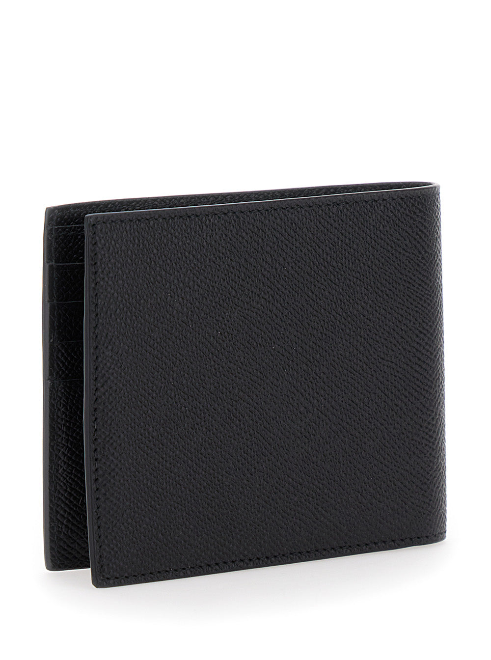 Ferragamo Men Bi-Fold Wallet 'Micro Gancini' With Grained Leather Logo Black Men