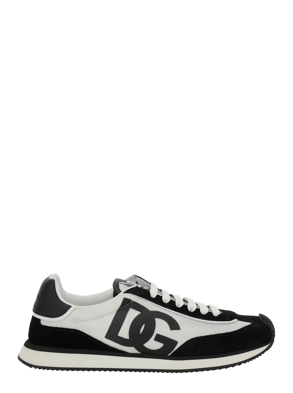 Dolce & Gabbana Men Sneaker 'Aria' With Logo Patch On The Tongue And Side In White And Black Leather Men