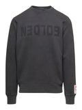 Golden Goose Men Gray Crewneck Sweatshirt With Logo Print In Cotton Men
